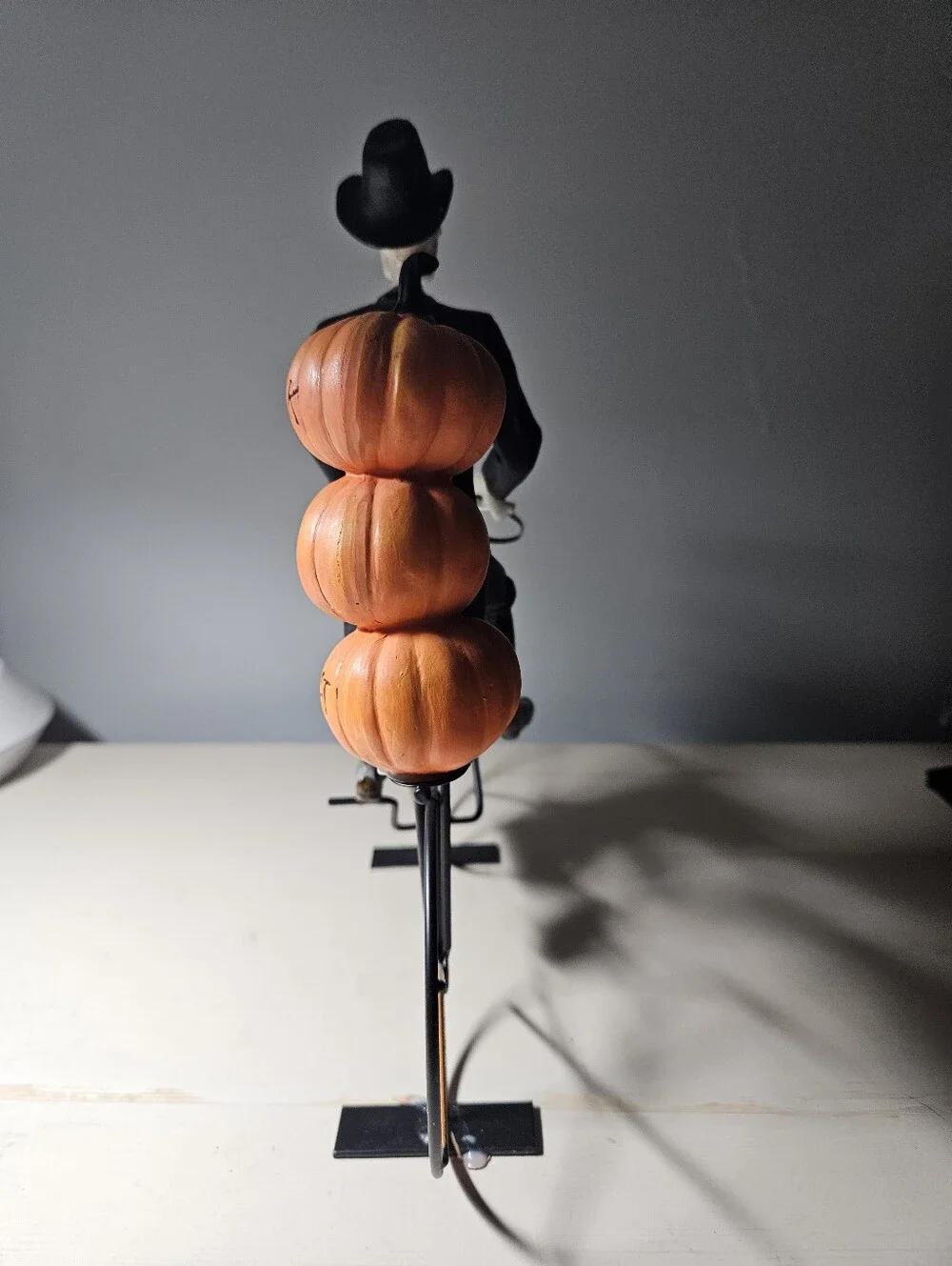 Authentique Spooky Night Skeleton Riding Bicycle Halloween Decor - NWT